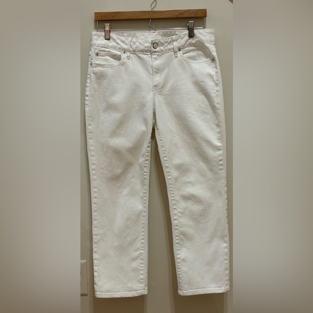 EUC Lilly Pulitzer resort white cropped jeans, size 8, 24 inch inseam